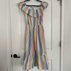 Draper James Multicolor Striped Off the Shoulder Tie Maxi Dress